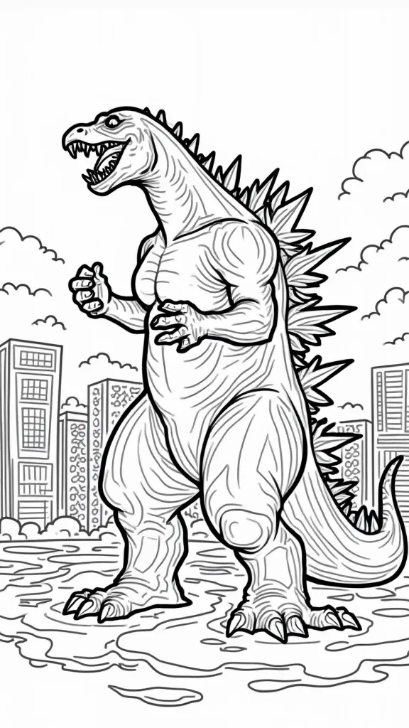 Páginas para colorear gratis de Godzilla